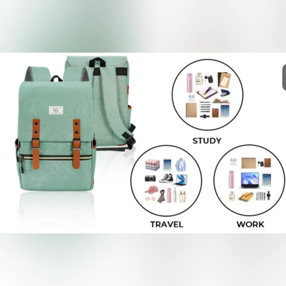 Vintage style laptop travel backpack